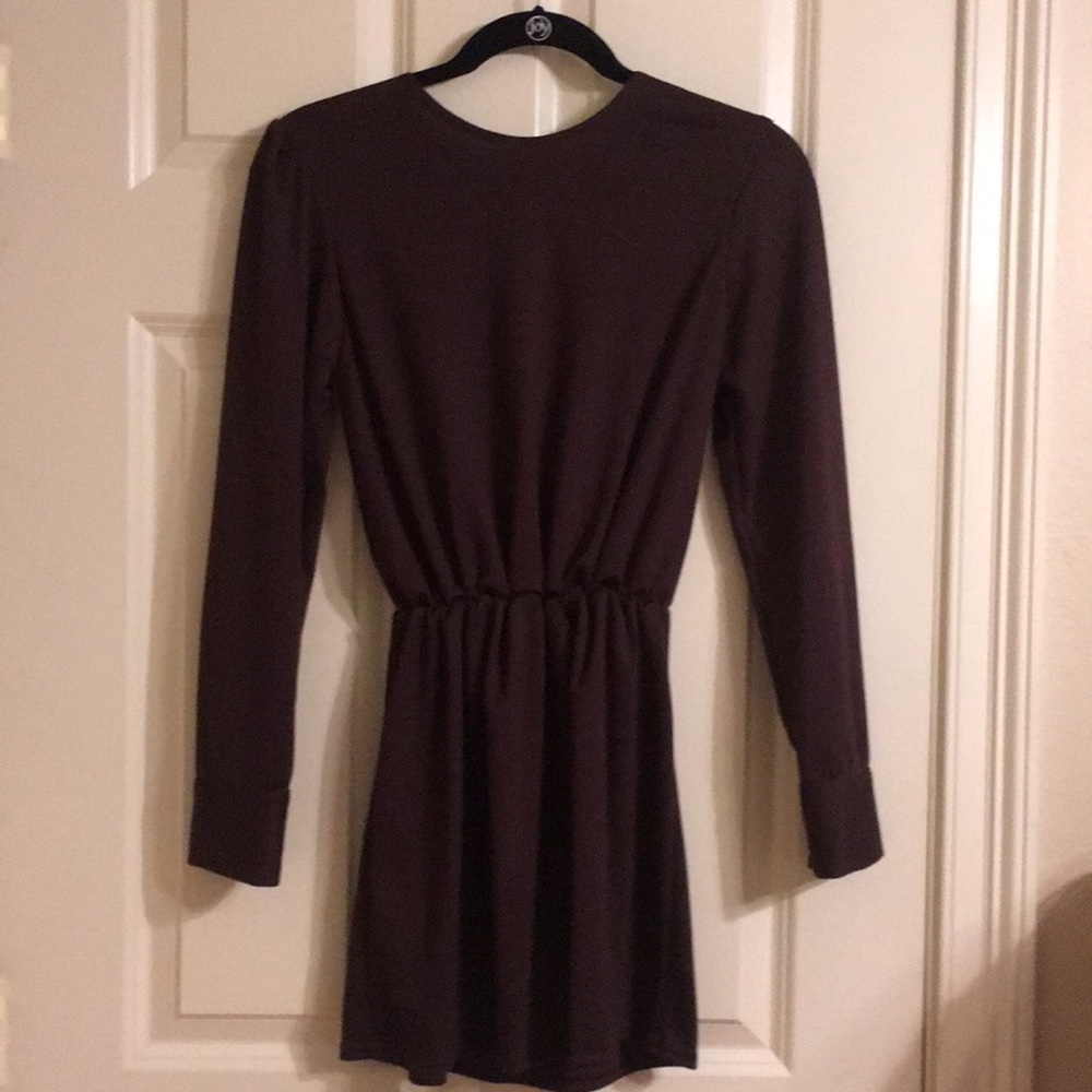 Long sleeve brown mini dress